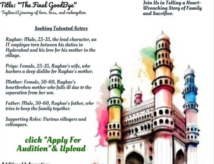 Coming Up Auditions on 23 March: The Final Goodbye